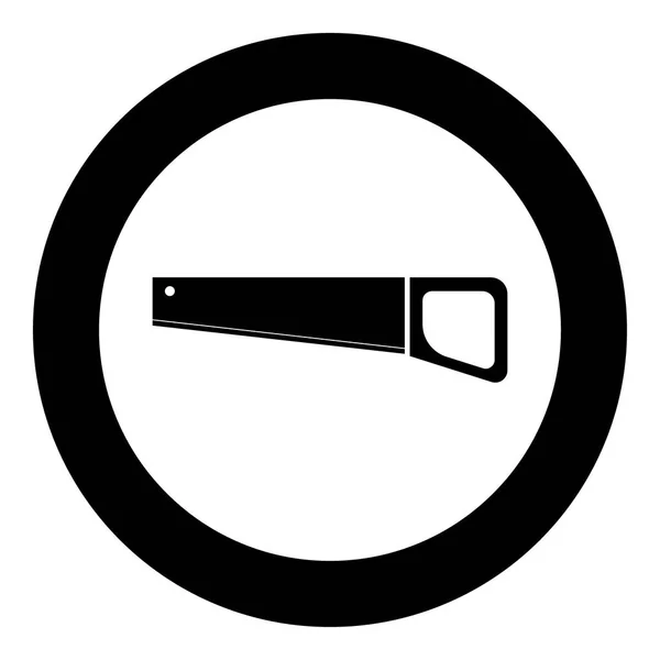 Icono de sierra de mano color negro en círculo — Vector de stock