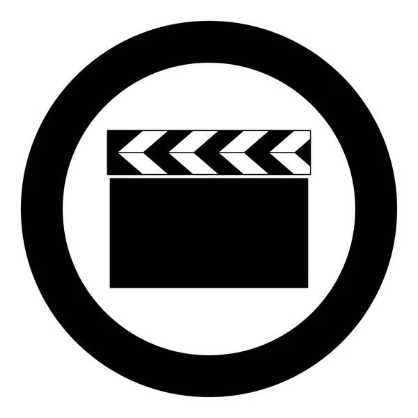 Cine clapper icono de color negro en círculo — Archivo Imágenes Vectoriales