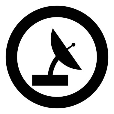 Uydu simge siyah renkli daire içinde