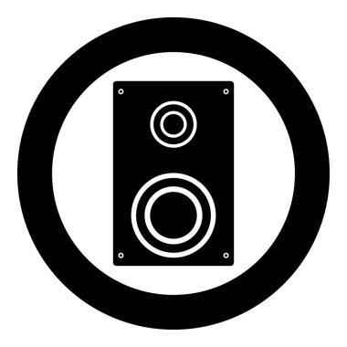 Hoparlör simgesi siyah renkli daire içinde