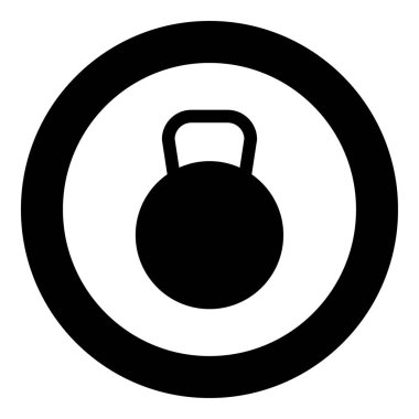 Daire veya yuvarlak kettlebell simge siyah rengi