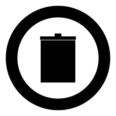 Daire veya yuvarlak çöp kovası simgesi siyah renkte