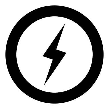 Daire veya yuvarlak yıldırım simgesi siyah rengi