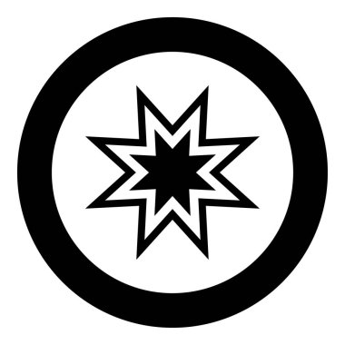 Daire veya yuvarlak trendy retro yıldız simgesi siyah rengi