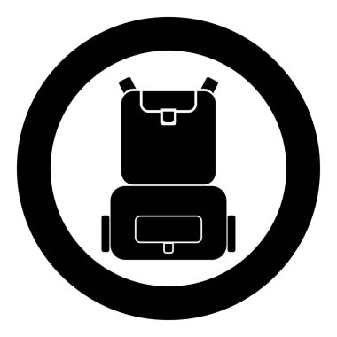 Simge siyah renkli daire içinde sırt çantası veya yuvarlak