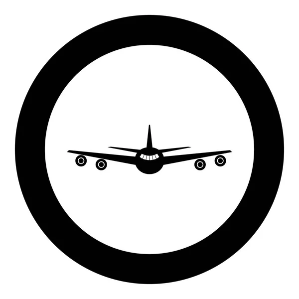 Icône avion couleur noire en cercle ou rond — Image vectorielle