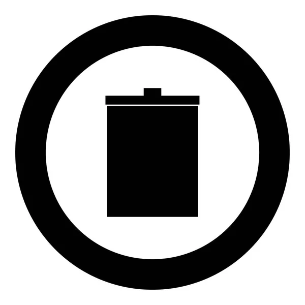 Icône seau poubelle couleur noire en cercle ou rond — Image vectorielle