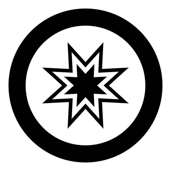 Icône étoile rétro tendance couleur noire en cercle ou rond — Image vectorielle