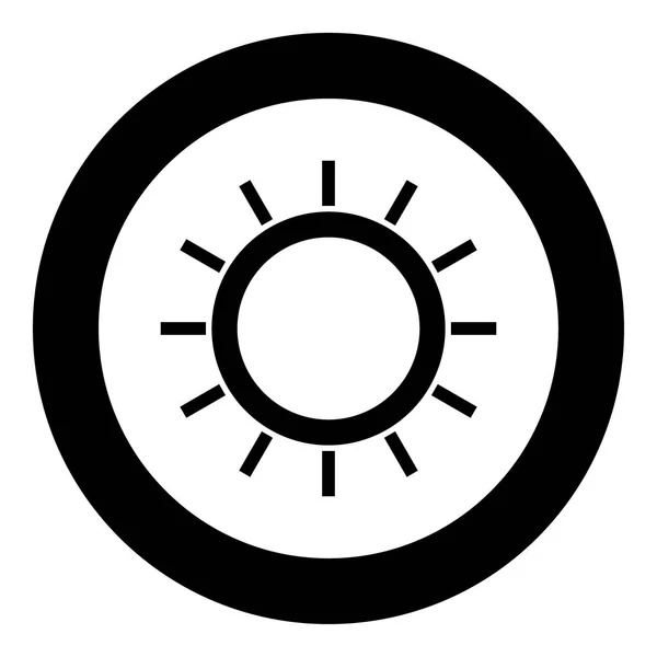 Ícone do sol cor preta em círculo ou redondo — Vetor de Stock