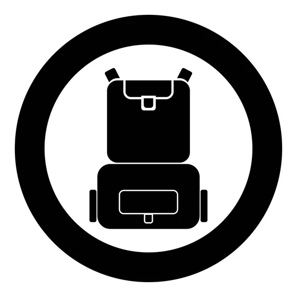 Mochila icono de color negro en círculo o redondo — Vector de stock