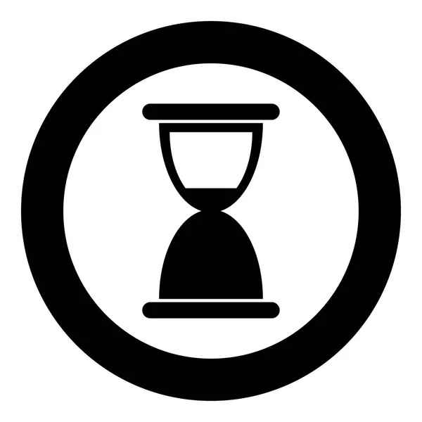 Ikona přesýpacích hodin černá barva v kruhu nebo kolo — Stockový vektor