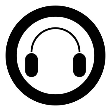 Daire veya yuvarlak kulaklık simge siyah rengi