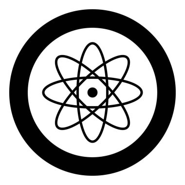 Daire veya yuvarlak atom simge siyah rengi