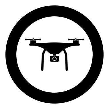 Simge siyah renkli daire içinde robot veya yuvarlak