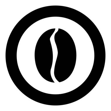 Kahve çekirdeği simge siyah renkte daire veya yuvarlak