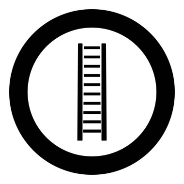 Ahşap adım merdiven simge siyah renkli daire içinde veya yuvarlak