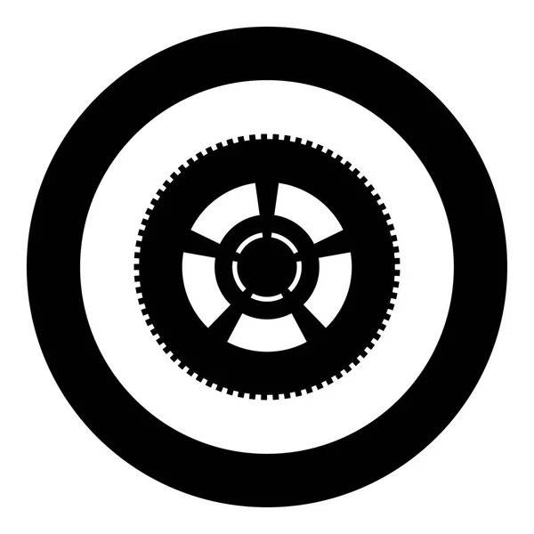 Icono de rueda de coche color negro en círculo o redondo — Vector de stock