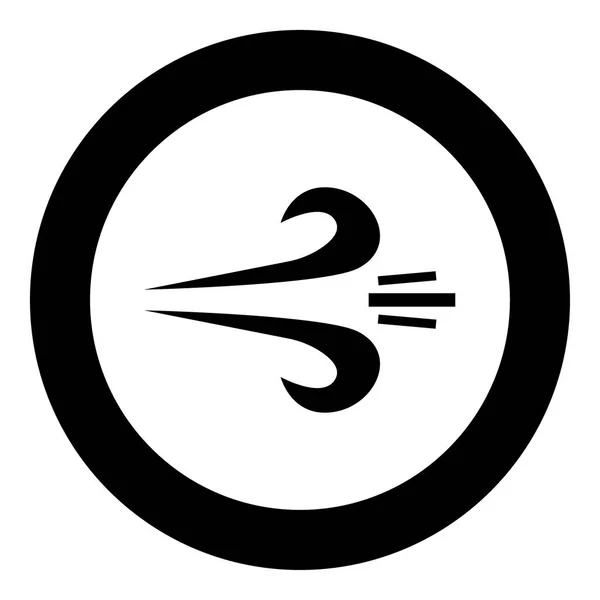 Windsymbol schwarze Farbe im Kreis oder rund — Stockvektor