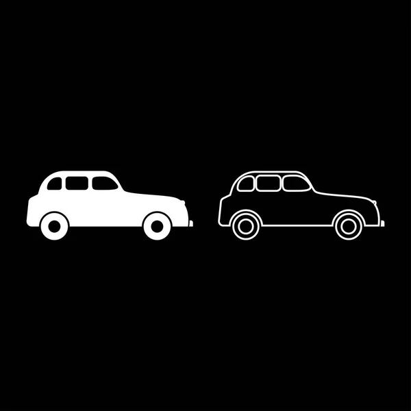 Icono de coche retro conjunto ilustración de color blanco estilo plano imagen simple — Archivo Imágenes Vectoriales