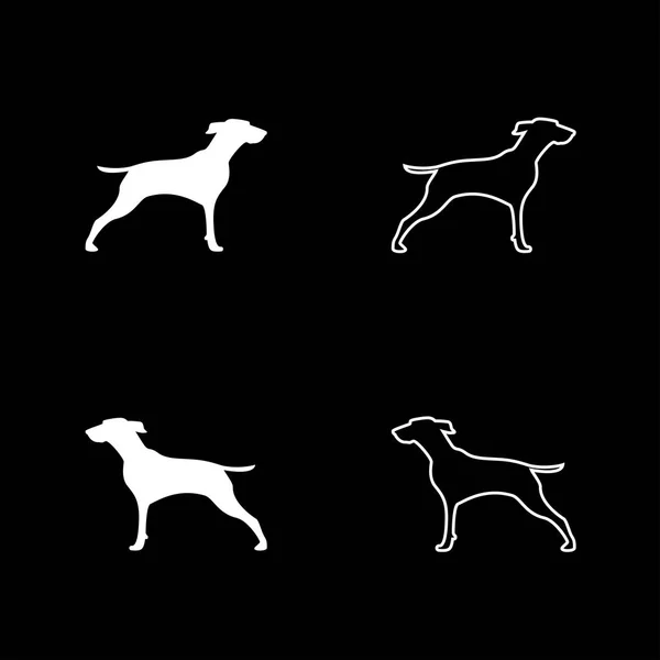 Ícone de cão ou gundog caçador definir cor branca estilo plano simples ilustração — Vetor de Stock