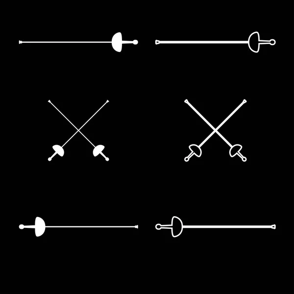 Espadas para esgrima ícone definido cor branca ilustração estilo plano imagem simples — Vetor de Stock