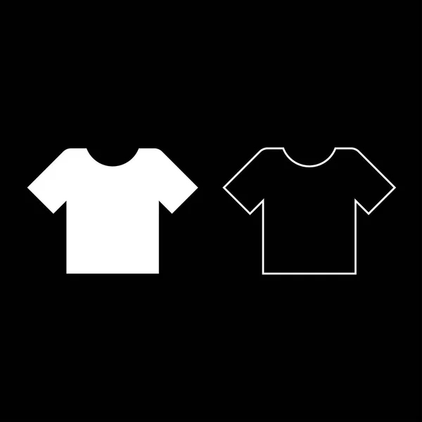 T恤图标套装白颜色插画平面样式简单图像 — 图库矢量图片