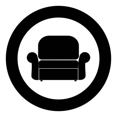 Koltuk simge siyah renkli daire içinde