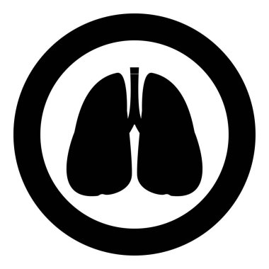 Akciğerler simge siyah renkli daire içinde