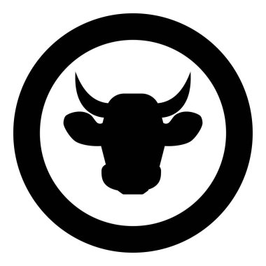 İnek baş simge siyah renkli daire içinde