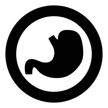 Mide simge siyah renkli daire içinde