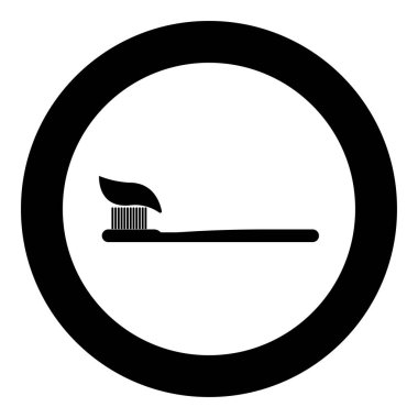 Yapıştır ve fırça simgesi siyah renkli daire içinde diş