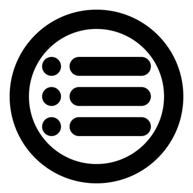 Liste simge siyah renkli daire içinde