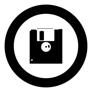 Disket simge siyah renkli daire içinde
