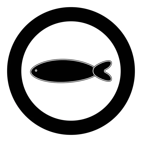 Icône poisson couleur noire en cercle — Image vectorielle