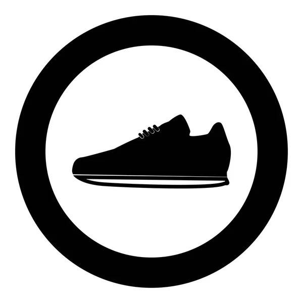 Spor ayakkabı simge siyah renkli daire içinde — Stok Vektör