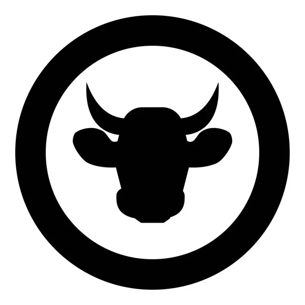 Ícone de cabeça de vaca cor preta no círculo — Vetor de Stock