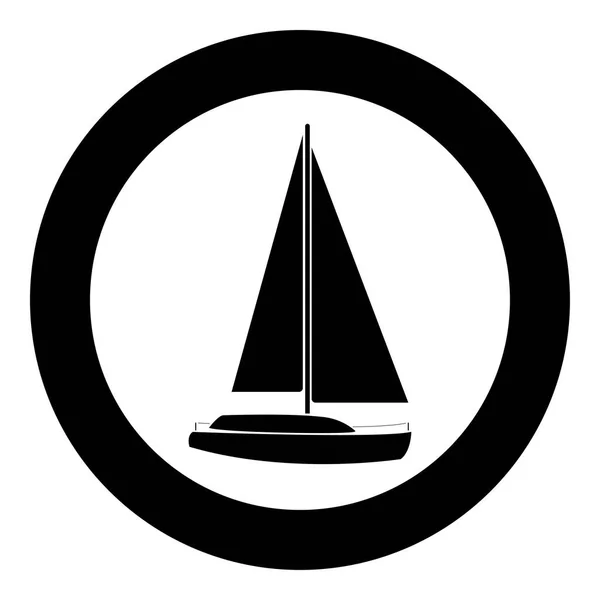 Yachtsymbol schwarze Farbe im Kreis — Stockvektor