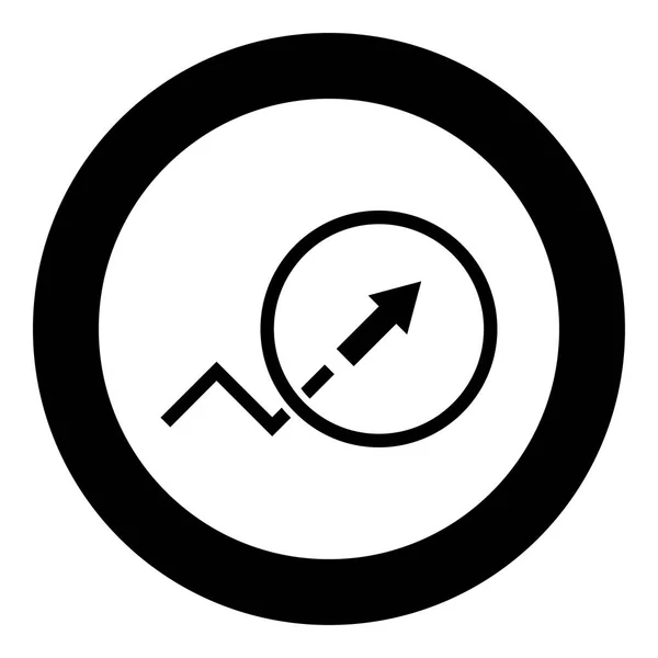 Trend lub wzrost znak ikony czarny kolor w koło — Wektor stockowy