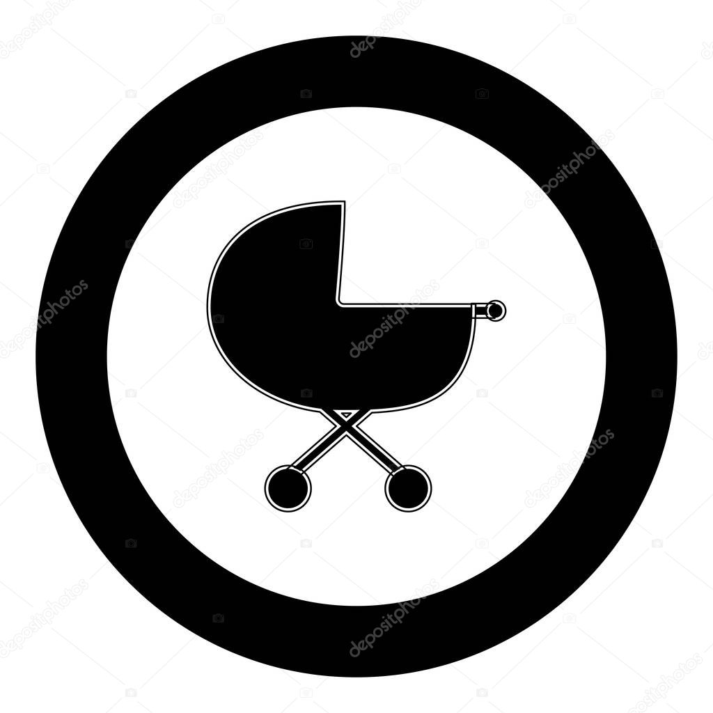 Download Baby carriage icon black color in circle — Stock Vector ...