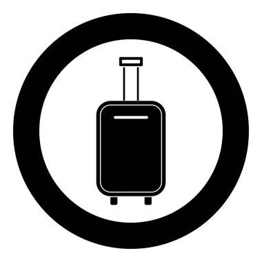 Bagaj çanta siyah daire vektör illüstrasyon izole simgesinde .