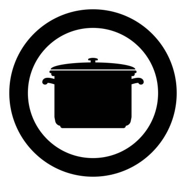 Daire vektör illüstrasyon izole simgesinde tencere siyah .