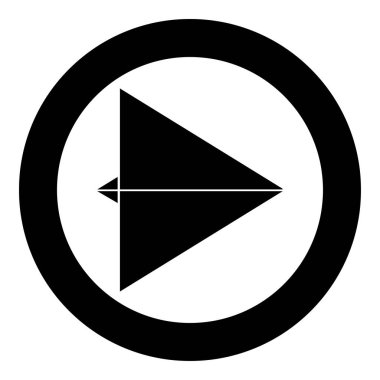 Kağıt Uçak siyah simgesi daire vektör illüstrasyon izole içinde .