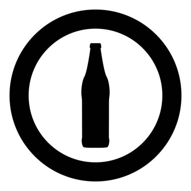 Bira şişe siyah daire vektör illüstrasyon izole simgesinde .