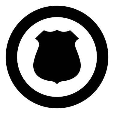 Polis rozeti siyah daire vektör illüstrasyon izole simgesinde .