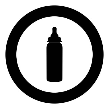 Bebek şişe sembol siyah simgesini daire vektör illüstrasyon izole içinde .