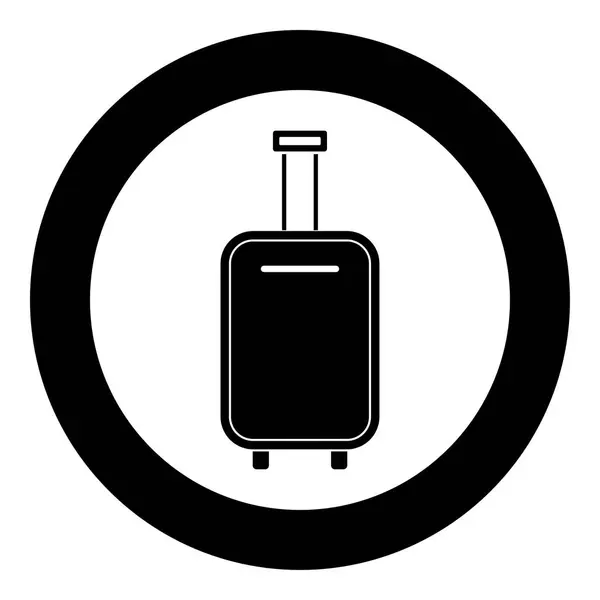 Sac à bagages icône noire en cercle illustration vectorielle isolé  . — Image vectorielle