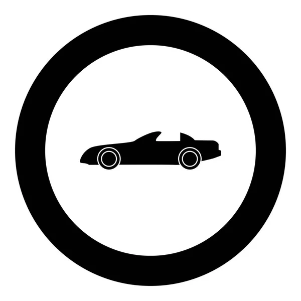 Icône noire de voiture en cercle vectoriel illustration isolé  . — Image vectorielle