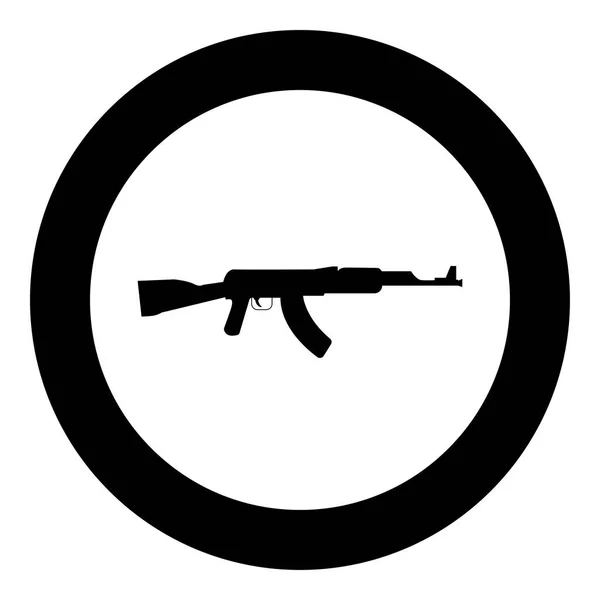 Assault rifle fekete ikon kör vektoros illusztráció elszigetelt . — Stock Vector