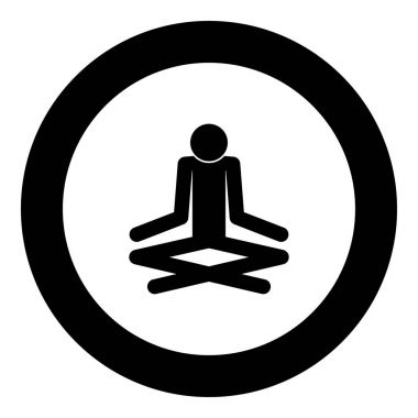 Adam yoga sopa simge siyah renkli daire içinde