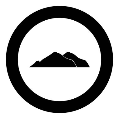 Dağ simgesi siyah renkli daire içinde
